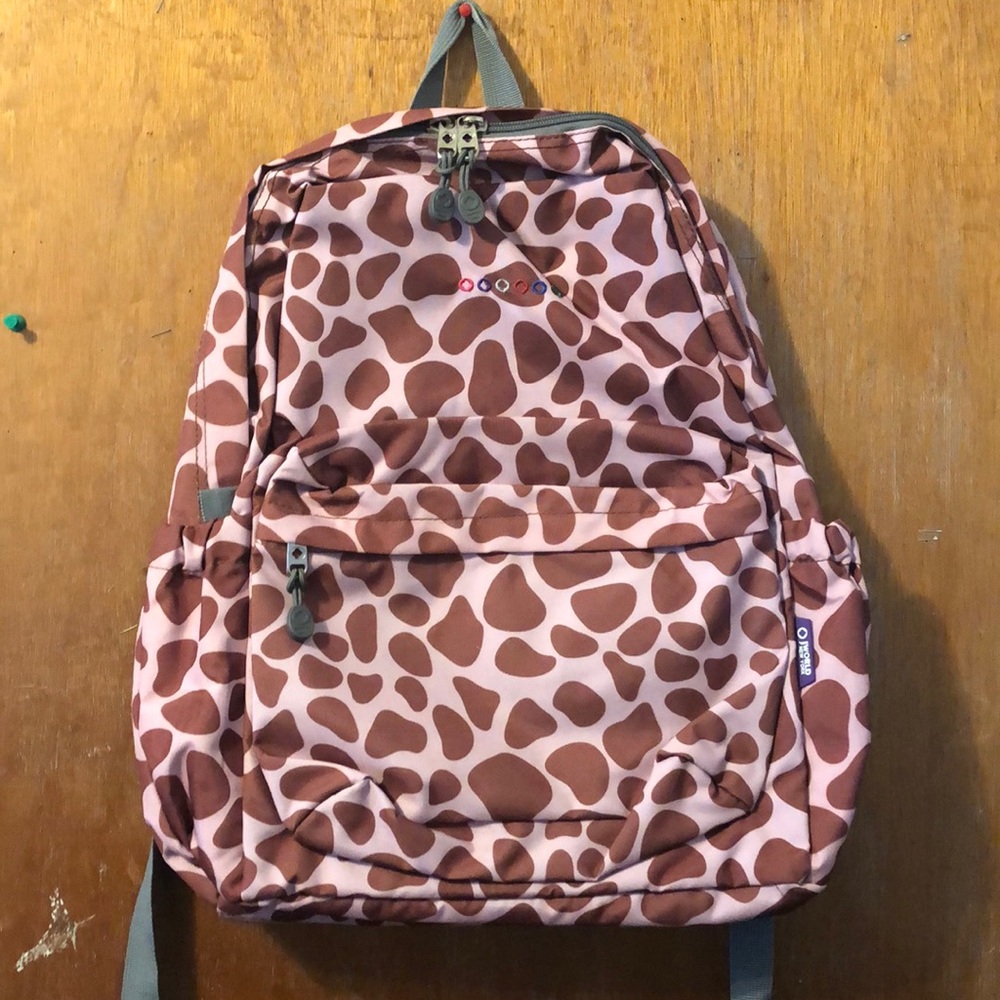 Pink Giraffe Print Backpack